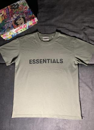 Футболка essentials fear of god front logo cement