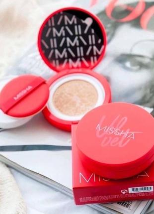 Тональний кушон з матовим фінішем missha velvet finish cushion spf50+ pa+++ 15g