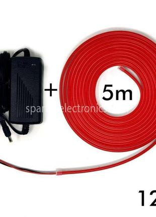 Стрічка силіконова led neon красна 5m red 12v-220v