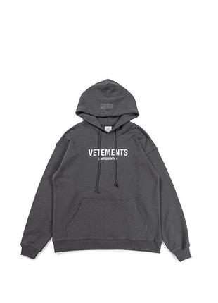 Худи vetements logo limited edition grey hoodie1 фото