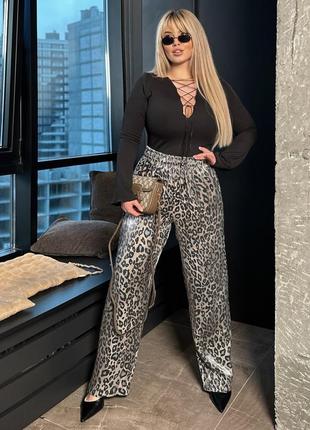 Супер модные женские леопардовые брюки 42-72 размеры