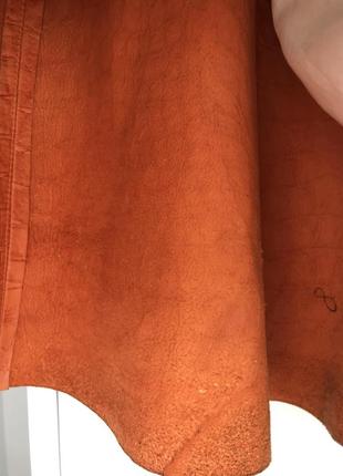Кожаная юбка оранжевая а-силуэт люкс брендовая pollini4 фото