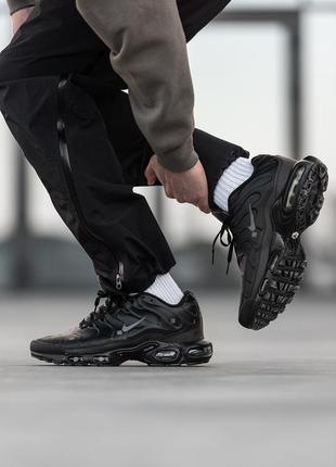 Мужские кожаные кроссовки nike air max tn plus black2 фото