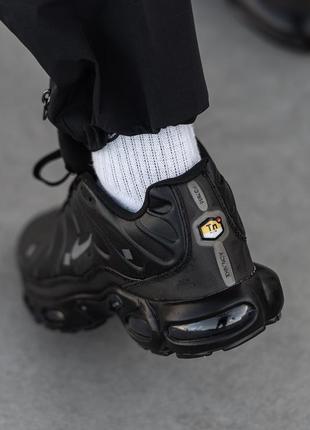 Мужские кожаные кроссовки nike air max tn plus black4 фото