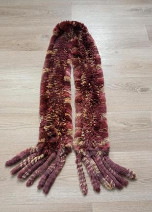 Плетений шарфик з хутра кролика5 фото