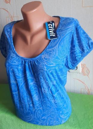 Модная футболка синего цвета с принтом crivit made in bangladesh, молниеносная отправка 🚀⚡2 фото