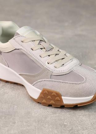 Легкие серые удобные женские стильные кроссовки весенне-осенние, деми, замшевые,натуральная замша/текстиль3 фото