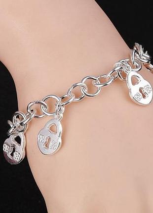 🏵️стильний браслет з підвісками замок в сріблі, новий! арт.9954