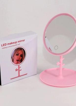 Косметическое круглое зеркало с led светодиодной подсветкой, настольное зеркало для макияжа сенсорное2 фото
