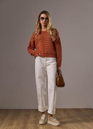 Джемпер женский весенний ажурный терракотового цвета. модель 2754 trikobakh5 фото