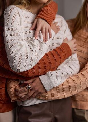Джемпер женский весенний ажурный терракотового цвета. модель 2754 trikobakh7 фото