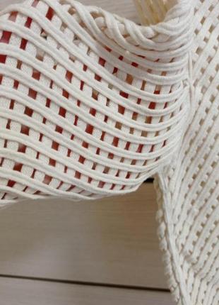 Кофта cітка шнурова сітка коротка пуловер стретч  укорочений рукав  тягнеться айворі  однотонна maje. 6