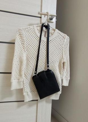 Кофта cітка шнурова сітка коротка пуловер стретч  укорочений рукав  тягнеться айворі  однотонна maje. 10