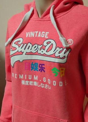 Яркое женское коралловое худи на флисе superdry made in turkey, оригинал, молниеносная отправка6 фото