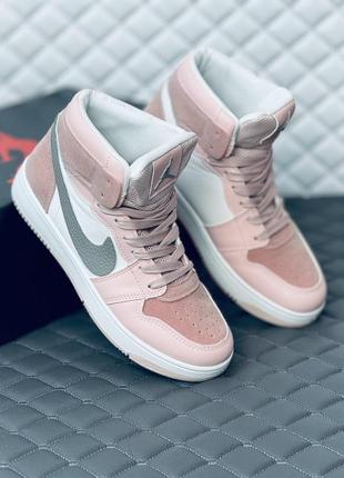 Кроссовки хайтопы женские nike air retro jordan 1 pink кроссовки найк джордан4 фото