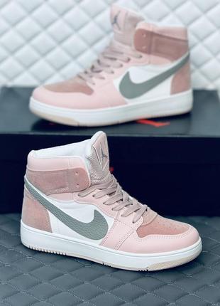 Кроссовки хайтопы женские nike air retro jordan 1 pink кроссовки найк джордан5 фото