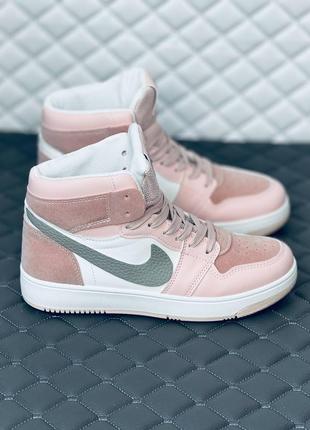 Кроссовки хайтопы женские nike air retro jordan 1 pink кроссовки найк джордан8 фото