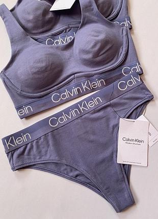 Сиреневый/лиловый спортивный комплект белья/топ и трусики calvin klein