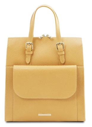 Шкіряний жіночий рюкзак - сумка італія tuscany tl142211 (pastel yellow)