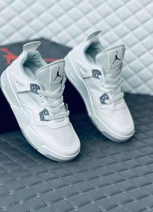 Nike retro jordan 4 all white кросівки жіночі весняні найк ретро джордан 4 білі