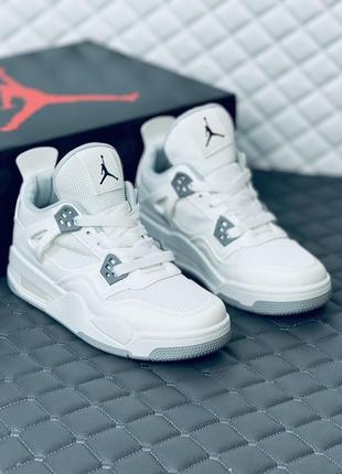 Кросівки чоловічі весняні nike air retro jordan 4 all white кросовки джордан 4 ретро білі