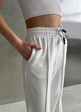 ‼️не кошлатиться‼️весенние спортивные брюки со стрелками трехнитка петля, женские брюки плаццо на весну, штаны палаццо5 фото
