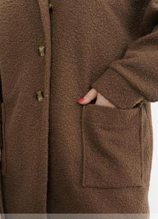 Стильный кардиган-пальто из ткани барашик3 фото