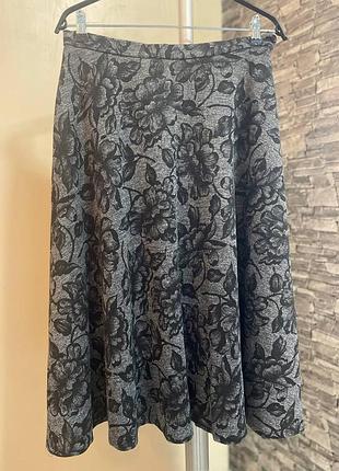 Юбка "полуклеш" с цветочным принтом