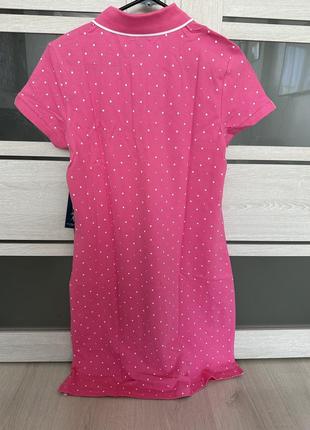 Коттоновое розовое платье поло в белья горошек us polo assn8 фото