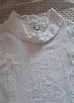 Италия льняная белая летняя блуза оригинального кроя7 фото
