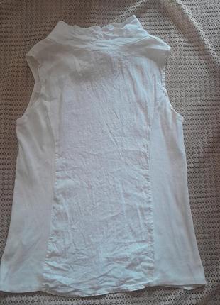 Италия льняная белая летняя блуза оригинального кроя10 фото