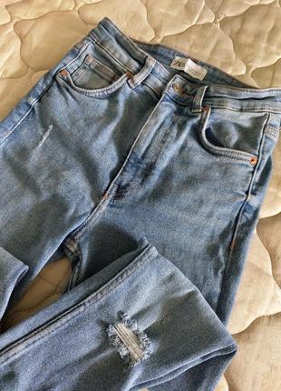 Джинсы зара, джинсы zara, джинсы скинни, джинсы с потертостями, джинсы высокая посадка, трендовые джинсы2 фото