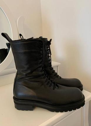Черные кожаные ботинки/сапоги hvoya robbie boots wool3 фото