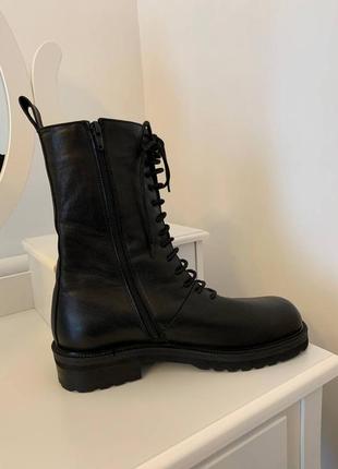 Черные кожаные ботинки/сапоги hvoya robbie boots wool4 фото