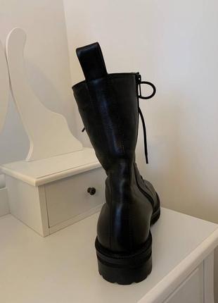 Черные кожаные ботинки/сапоги hvoya robbie boots wool5 фото