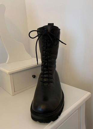 Черные кожаные ботинки/сапоги hvoya robbie boots wool6 фото