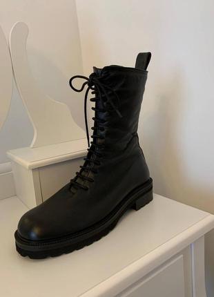 Черные кожаные ботинки/сапоги hvoya robbie boots wool9 фото
