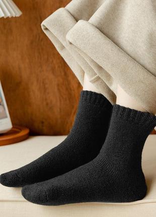 Чорні шкарпетки шерстяні 3600 махрові зимові дуже теплі темні носки ніжки в теплі3 фото