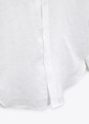 Льняная рубашка zara, белая льняная рубашка, рубашка со льна6 фото