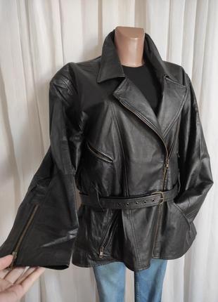 Стильная винтажная куртка косуха из натуральной кожи3 фото