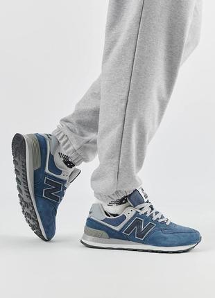 Кроссовки мужские new balance 574 full suede blue navy синий повседневные кроссовки нью баланс8 фото