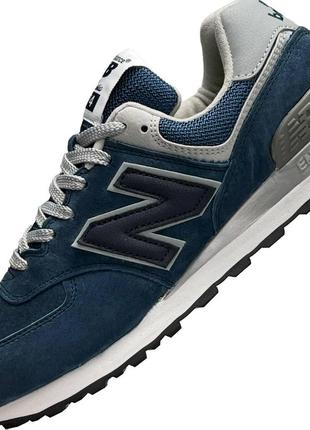 Кроссовки мужские new balance 574 full suede blue navy синий повседневные кроссовки нью баланс4 фото