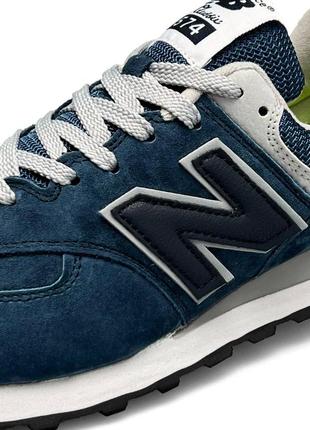 Кроссовки мужские new balance 574 full suede blue navy синий повседневные кроссовки нью баланс3 фото