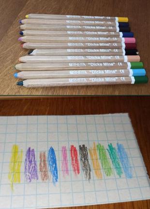 Кольорові товсті олівці б/у rheita натуральный, грифель 6 мм, шестикут