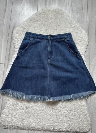 Юбка джинсовая юбка с необработанным краем