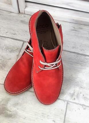 Туфли, ботинки, ботинки красные высокие замш унисекс р. 39,41 "ecco"1 фото