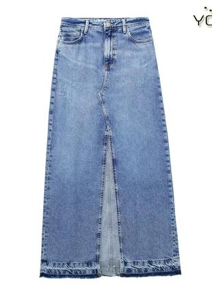 Длинная юбка джинсовая макси