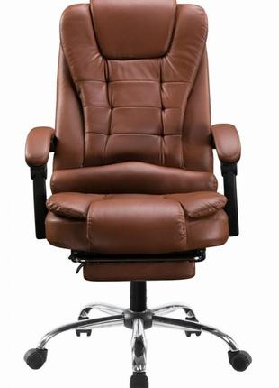 Компьютерное кресло коричневого цвета с массажером3 фото