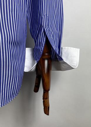 Оригинальная итальянская рубашка-рубашка boggi milano cotton blue striped cufflinks shirt7 фото