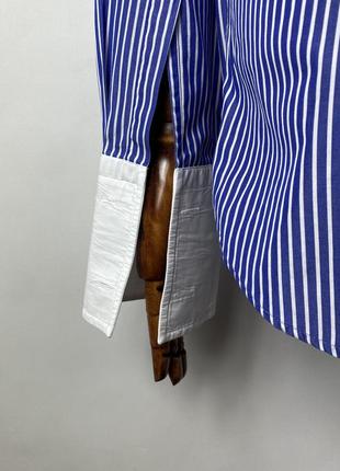 Оригинальная итальянская рубашка-рубашка boggi milano cotton blue striped cufflinks shirt8 фото